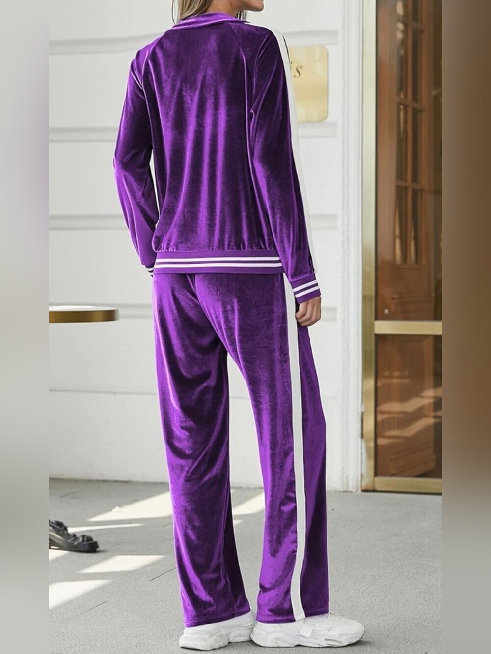Ekouaer Set 2 Piece Tracksuit Purple Velour XXL